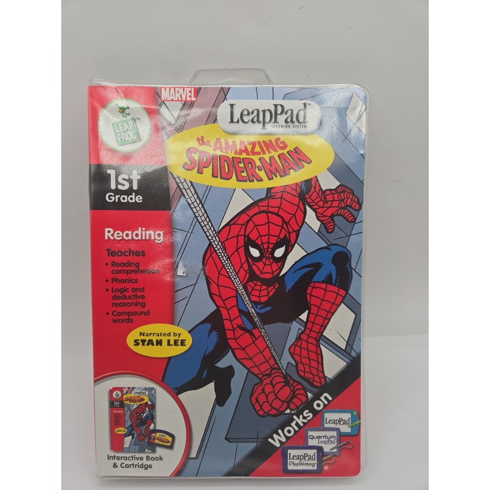 Leap Frog Leap Pad Spider-Man Book, Cartridge, And Case Complete